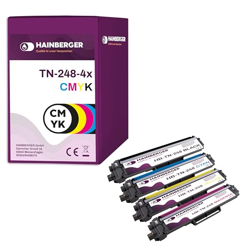 Hainberger 4X Toner mit Chip Kompatibel TN248 CMYK für Brother MFC-L8390CDW MFC-L8340CDW HL-L8240CDW HL-L8230CDW von Hainberger