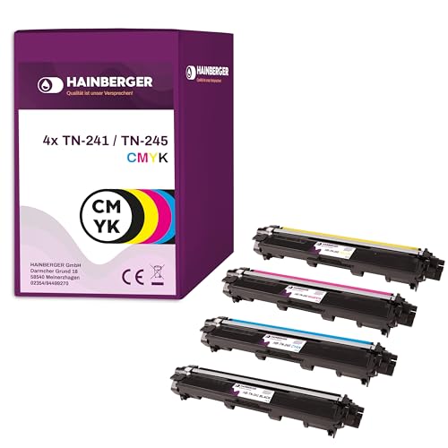 Hainberger Toner Set für Brother TN-241 / TN-245 Schwarz+ 3 Farben - Bk 2.500 Seiten,color je 2.200 Seiten, kompatibel von Hainberger