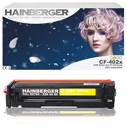 Hainberger Toner Yellow für CF402X passend für HP Color LaserJet Pro M252dw Pro 200 M252n Farblaserdrucker kompatibel zu CF-400X CF-401X CF-402X CF-403X, Color 2.300 von Hainberger