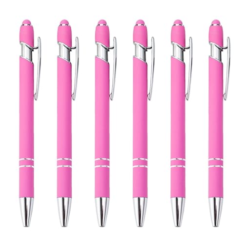 6 Stück 2-in-1 einziehbarer Kugelschreiber mit Stylus-Spitze, Business-Signierstift, langlebig, schnell trocknend, reibungslos, gleitender Stift von Haipink