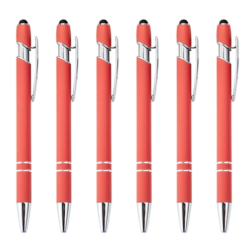 6 Stück 2-in-1 einziehbarer Kugelschreiber mit Stylus-Spitze, Business-Signierstift, langlebig, schnell trocknend, reibungslos, gleitender Stift von Haipink