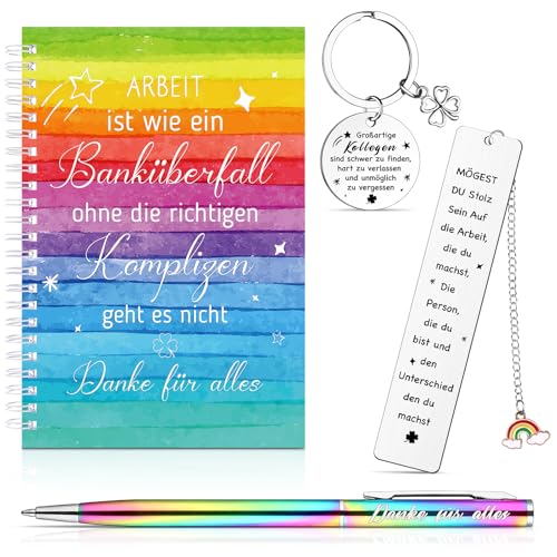 Haishell 4 Stück Dankeschön Geschenke inspirierendes Spiralnotizbuch Regenbogen-Kugelschreiber Metall-Schlüsselring Lesezeichen Anerkennungsgeschenk für Männer Frauen Lehrer Kollegen Haishell 4 Stück Dankeschön Geschenke inspirierendes Spiralnotizbuch Regenbogen-Kugelschreiber Metall-Schlüsselring Lesezeichen Anerkennungsgeschenk für Männer Frauen Lehrer Kollegen von Haishell