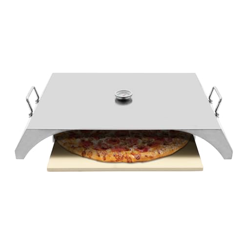 BBQ-Toro Pizzaaufsatz für Gasgrill, Pizzaofen-Bausatz, Edelstahl, Temperaturbeständigkeitsbereich 0-300℃, Temperatur des Pizzasteins 260℃, Geeignete Pizza Größe 30.48cm von Haitiahote
