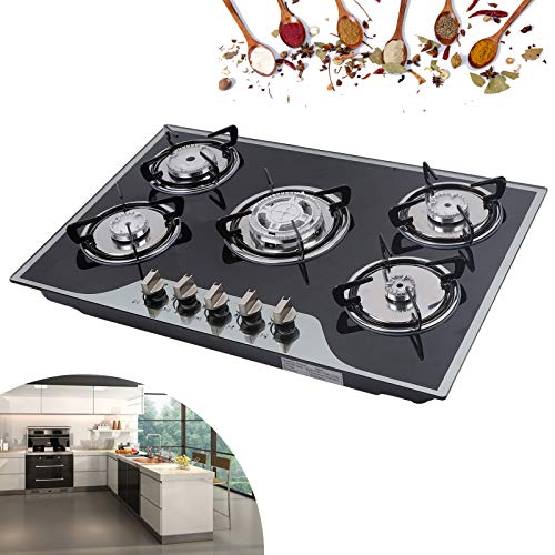 Gaskochfeld, 30" Gas Cooktop Hobs, Edelstahl Eingebautes Glaspaneel 5 Brenner, General Gas Herd, Gasherd von Haitiahote