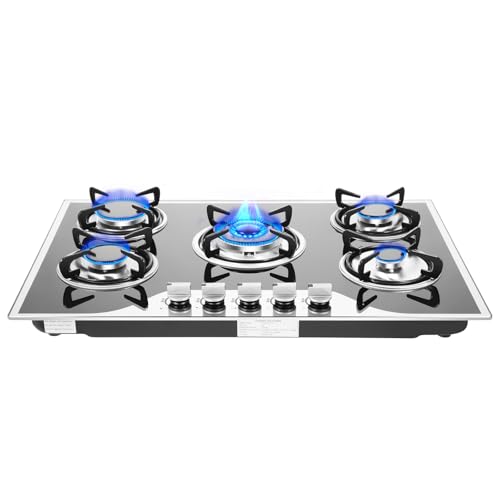 Gaskochfeld, 30" Gas Cooktop Hobs, Edelstahl Eingebautes Glaspaneel 5 Brenner, General Gas Herd, Gasherd von Haitiahote