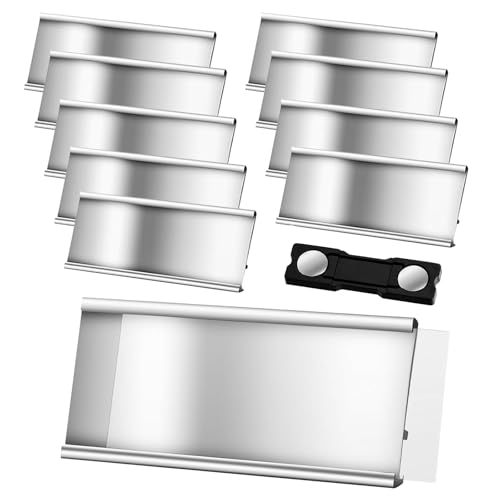 10 Stück Namensschilder für Kleidung Magnet,Aluminium Namensschilder mit Starkem Doppelmagnet,Professionell Magnet Namensschild mit Papierschlitz,ca. 72x 35 mm(2.8x 1.4Zoll)(Silber) von Haizibo