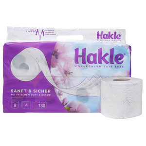 Hakle Toilettenpapier Sanft & Sicher 4-lagig, 8 Rollen von Hakle