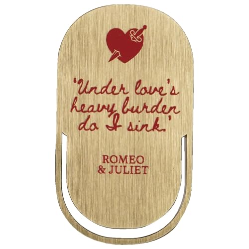 Half Moon Bay Love's Heavy Burden Do I Sink Shakespeare Romeo und Julia, 11,2 x 4,3 cm, Rot und Gold, Zinklegierung und Emaille, Büroklammer-Stil, Lesezeichen von Half Moon Bay