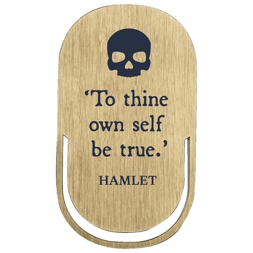 Half Moon Bay Shakespeare Hamlet Lesezeichen, 11,2 x 4,3 cm, Schwarz und Gold, Zinklegierung und Emaille, Büroklammer-Stil, Platzhalter von Half Moon Bay