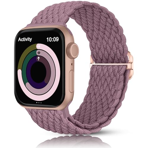 HalfYue Nylon Armband Kompatibel mit Apple Watch Armband 38mm 40mm 41mm für Männer/Frauen, Verstellbares Elastisches Geflochten Armband für iWatch Series 9/8/7/6/5/4/3/2/1/Ultra2/SE von HalfYue