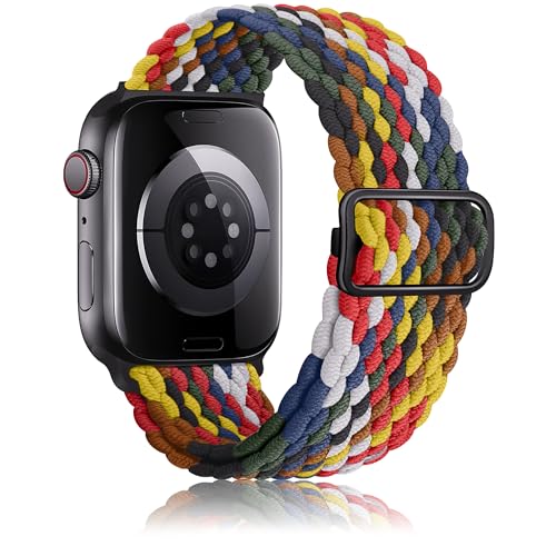 HalfYue Nylon Armband Kompatibel mit Apple Watch Armband 38mm 40mm 41mm für Männer/Frauen, Verstellbares Elastisches Geflochten Armband für iWatch Series 9/8/7/6/5/4/3/2/1/Ultra2/SE von HalfYue