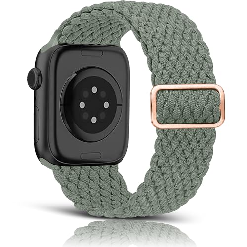 HalfYue Nylon Armband Kompatibel mit Apple Watch Armband 42mm 44mm 45mm 49mm für Männer/Frauen, Verstellbares Elastisches Geflochten Armband für iWatch Series 9/8/7/6/5/4/3/2/1/Ultra2/SE von HalfYue