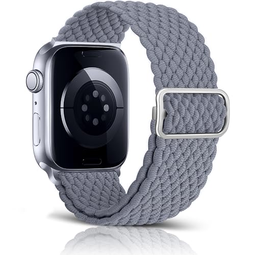 HalfYue Nylon Armband Kompatibel mit Apple Watch Armband 42mm 44mm 45mm 49mm für Männer/Frauen, Verstellbares Elastisches Geflochten Armband für iWatch Series 9/8/7/6/5/4/3/2/1/Ultra2/SE von HalfYue