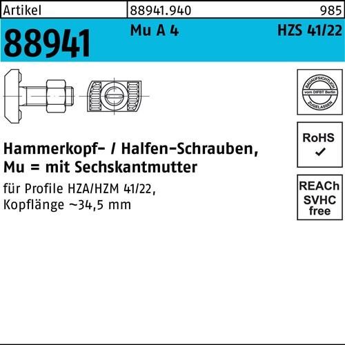 25 Stk. Halfen Hammerkopfschraube R 88941 HZS41/22 6-ktmutter M12x50 Mu A 4 25 Stk. Halfen Hammerkopfschraube R 88941 HZS41/22 6-ktmutter M12x50 Mu A 4 von Halfen-Deha