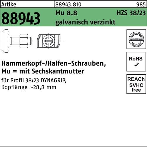 25 Stk. Halfen Hammerkopfschraube R 88943 6-ktmutter M16x80 Mu 8.8 galv.verz. 25 Stk. Halfen Hammerkopfschraube R 88943 6-ktmutter M16x80 Mu 8.8 galv.verz. von Halfen-Deha