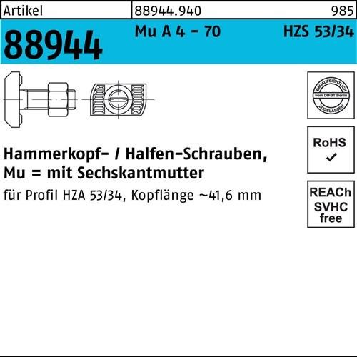 25 Stk. Halfen Hammerkopfschraube R 88944 6-ktmutter M16x 100 Mu A 4 - 70 25 25 Stk. Halfen Hammerkopfschraube R 88944 6-ktmutter M16x 100 Mu A 4 - 70 25 von Halfen-Deha