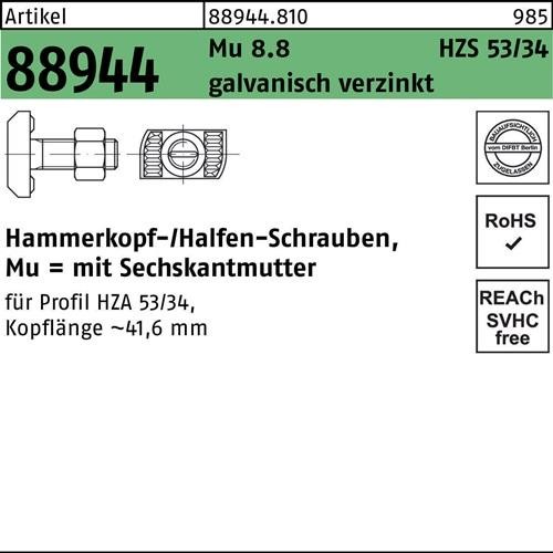 25 Stk. Halfen Hammerkopfschraube R 88944 6-ktmutter M16x100 Mu 8.8 galv.verz. 25 Stk. Halfen Hammerkopfschraube R 88944 6-ktmutter M16x100 Mu 8.8 galv.verz. von Halfen-Deha
