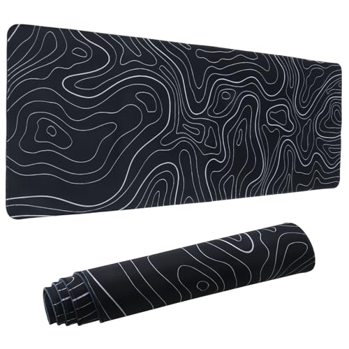 Mauspad XXL Erweiterte Große Maus Pad,Gaming Mouse Schreibtisch Pad, 31.5x11.8inch Lange Tastatur Matte Mousepad 3mm Rutschfester Basis und genähter Rand,Schwarze Karte,Extended von Halinuia