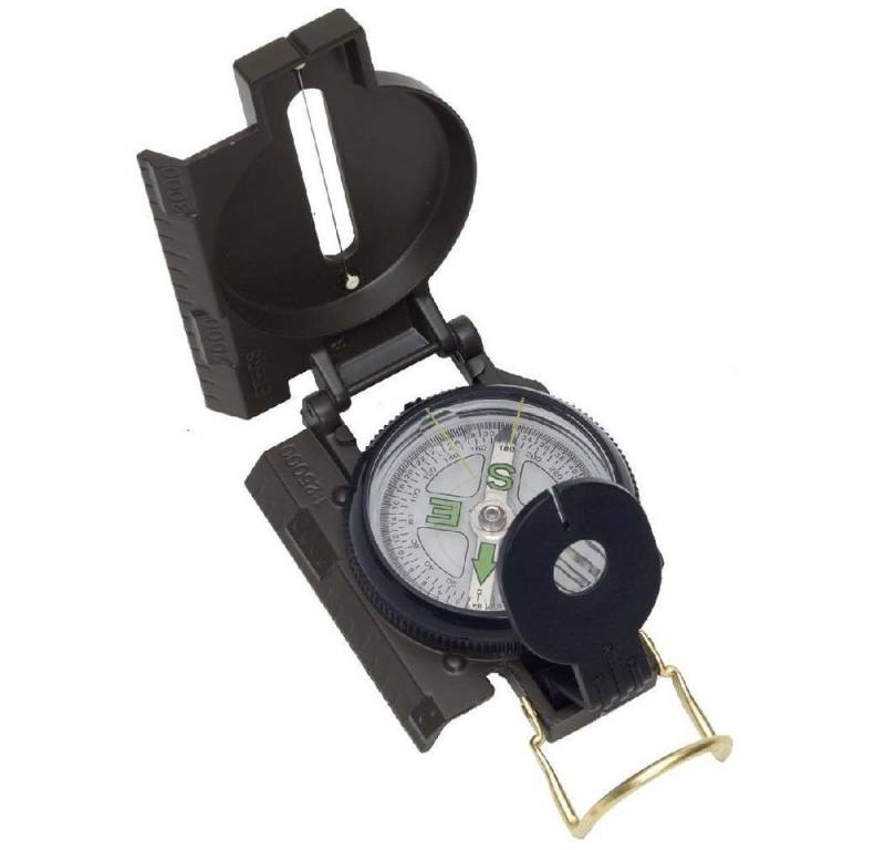 Haller Messer Kompass Militärkompass Ø 5 cm Metall grün, Flüssigkeitsdämpfung Vergrößerungsglas von Haller Messer