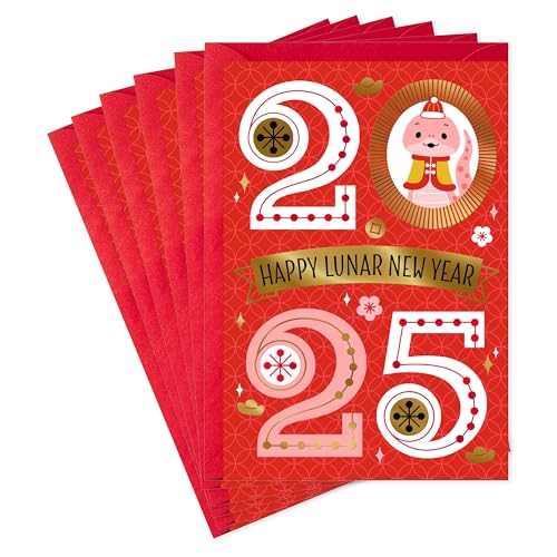 Hallmark 2025 Chinesisches Neujahrskartenpaket (6 Karten mit Umschlägen) Jahr der Schlange von Hallmark