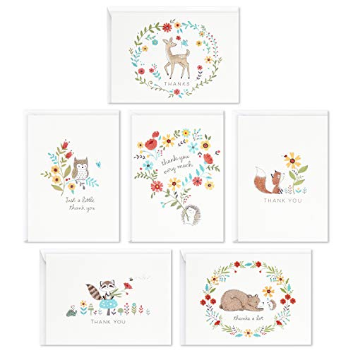 Hallmark Dankeskarten zur Babyparty, Waldtiere (48 Karten mit Umschlägen für Baby Junge oder Baby Mädchen) Hirsch, Eule, Bär, Fuchs von Hallmark