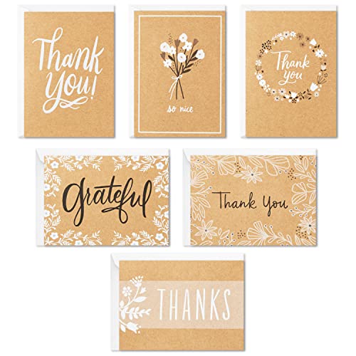 Hallmark Dankeskarten-Sortiment, rustikales Kraftpapier (48 Dankeskarten mit Umschlägen) von Hallmark