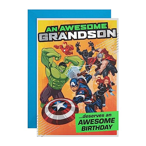 Hallmark Geburtstagskarte für Enkel – Marvel Superhelden Design mit Aktivität von Hallmark