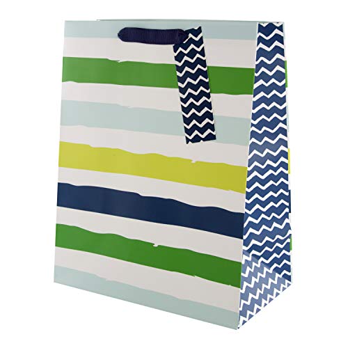 Hallmark Große Geschenktasche für verschiedene Anlässe, gestreift, Blau und Grün von Hallmark