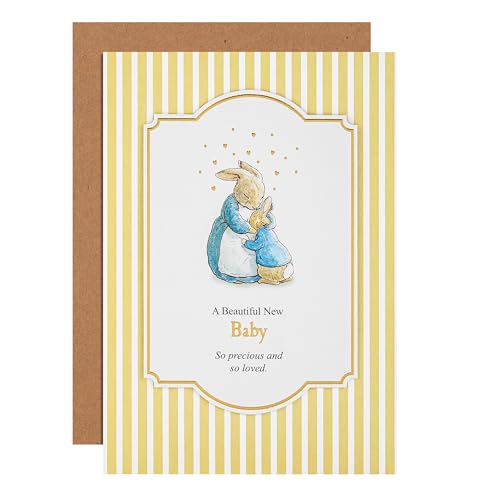 Hallmark Karte zur Geburt, Peter Rabbit, Beatrix Potter, Junge, Mädchen, Gelb von Hallmark