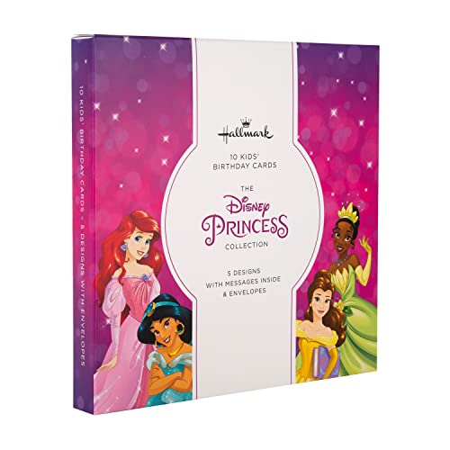 Hallmark Kinder-Geburtstagskarten – Multipack mit 10 in 5 Disney-Prinzessinnen-Designs von Hallmark