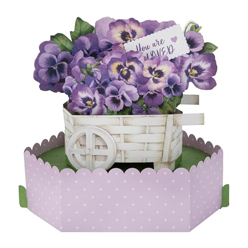 Hallmark Muttertagskarte, 3D- und Pop-Up-Muttertagskarte, für Mama, Oma, Stiefmütterchen-Blumenwagen, Lila von Hallmark