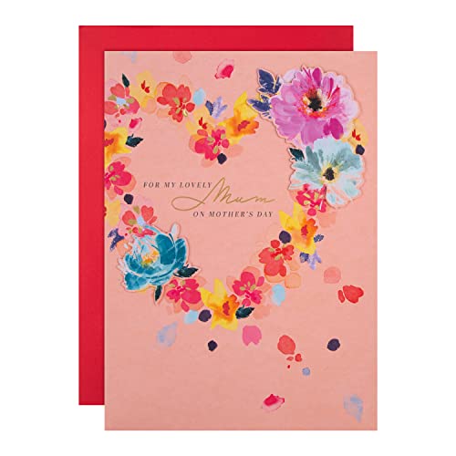 Hallmark Muttertagskarte für Mama – klassisches Blumenherz-Design, rosa, 30,5 x 20,9 cm von Hallmark