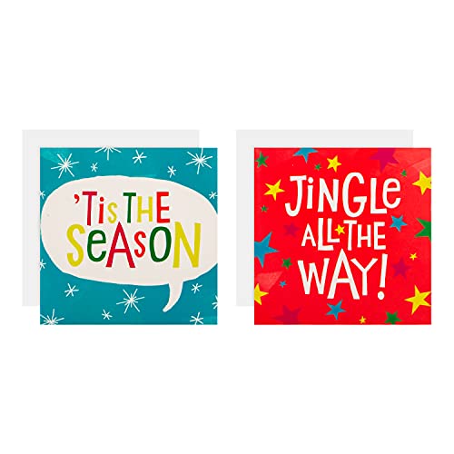 Hallmark Multipack Mini Weihnachtskarten, 30 Stück in 5 lustigen Designs, blau, rot von Hallmark