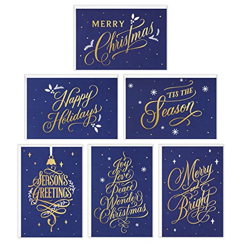 Hallmark Weihnachtskarten-Sortiment, Blau- und Goldferien (6 Designs, 72 Karten mit Umschlägen) von Hallmark