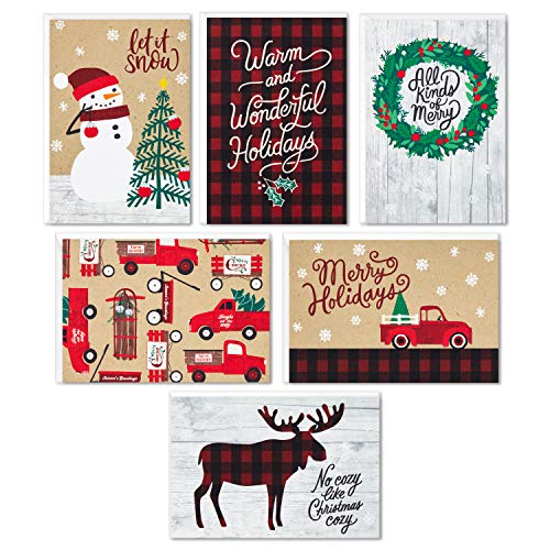 Hallmark Weihnachtskarten-Sortiment, rustikale Feiertage (6 Designs, 24 Karten mit Umschlägen) von Hallmark