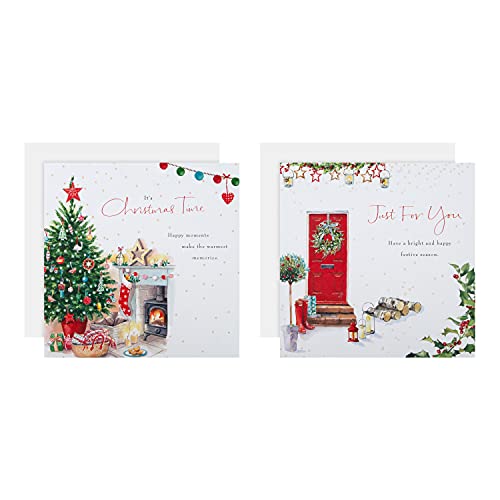 Hallmark Multipack Weihnachtskarten, Wohltätigkeitskarten, 16 Stück in 2 klassischen Lucy Cromwell Designs, rote Tür, Weihnachtsbaum Hallmark Multipack Weihnachtskarten, Wohltätigkeitskarten, 16 Stück in 2 klassischen Lucy Cromwell Designs, rote Tür, Weihnachtsbaum von Hallmark