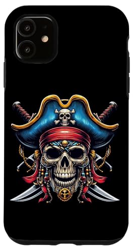 Piratenschädel Halloween gekreuzte Knochen Vintage Skelett Hülle für iPhone 11 Piratenschädel Halloween gekreuzte Knochen Vintage Skelett Hülle für iPhone 11 von Halloween Creepy Skull Skeleton Spooky Pirate