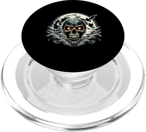 Leuchtender Totenschädel vor Mond – Halloween Design PopSockets PopGrip für MagSafe von Halloween Designs von C.B.L.