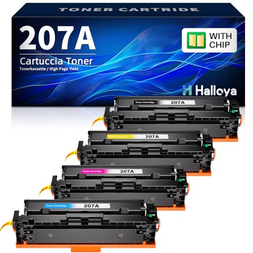 Halloya 207A Toner ( MIT CHIP ) Ersatz für HP 207A 207X kompatible für hp Color Laserjet pro MFP m283fdw m255dw m282nw W2210A W2211A W2212A W2213A Schwarz Cyan Gelb Magenta 4-Pack von Halloya