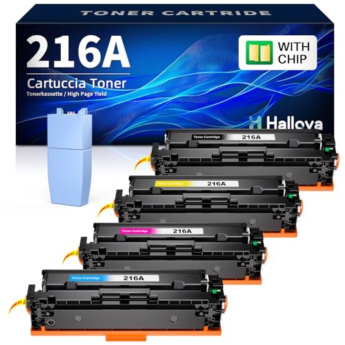 Halloya 216A Toner (Mit Chip) Kompatibel für HP 216A W2410A W2411A W2412A W2413A für HP Color Laserjet Pro MFP M183fw Toner M182n M183fdw M182 M182nw M155 (4 Pack) von Halloya