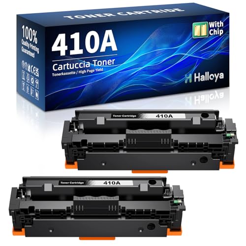Halloya 410A Toner Kompatibel für HP 410A 410 410X CF410X CF410A Color Laserjet Pro MFP M477fdw M477fdn M377dw M477fnw M452dn M452dw M452nw M452 M477 M377 (Schwarz, 2-Pack) von Halloya