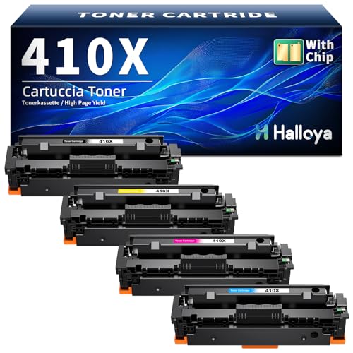 Halloya 410X Toner Kompatibel für HP 410 410A 410X CF410X CF410A Color Laserjet Pro MFP M477fdw M477fdn M377dw M477fnw M452dn M452dw M452nw M452 M477 M377 (4 Pack) von Halloya