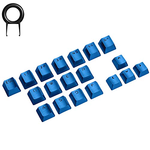 Hallsen Metall-Tastenkappen, mechanische Gaming-Tastenkappen (WASD+1-6+DIR.+ESC) für FPS & MOBA, benutzerdefiniertes 60% Tastenkappen-Set mit Tastenabzieher für Cherry Mx Switches mechanische Tastatur (blau) von Hallsen