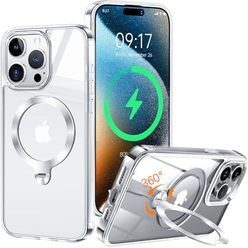 HaloArt 360° Drehbarer Ständer Magnetische Hülle für iPhone 13 Pro Max [Stabilster Unsichtbarer CD-Ring Ständer für Mag-Safe] [ Nr.1 Magnetkraft & Militärschutz] Stoßfest Schutzhülle Dünn, Klar von HaloArt