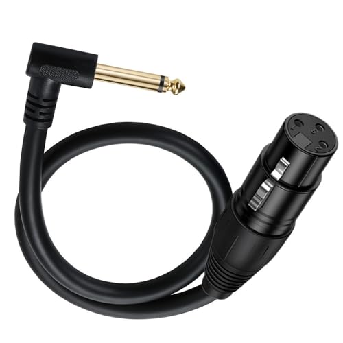 Halokny 50 cm XLR auf 1/4 Kabel, 90 Grad, 6,35 mm Mono-TS-Stecker auf 3-polige XLR-Buchse, symmetrisches Mikrofon, Stereo-Audio-Konverter, Adapter, für Mikrofon, Mischer, Verstärker, Lautsprecher Halokny 50 cm XLR auf 1/4 Kabel, 90 Grad, 6,35 mm Mono-TS-Stecker auf 3-polige XLR-Buchse, symmetrisches Mikrofon, Stereo-Audio-Konverter, Adapter, für Mikrofon, Mischer, Verstärker, Lautsprecher von Halokny