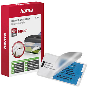 100 hama Laminierfolien glänzend für Visitenkartenformat 80 micron von Hama