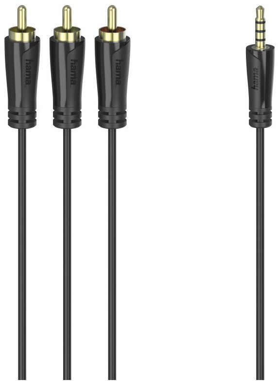 3,5-mm-Stecker>3 Cinch-St. (1,5m) schwarz von Hama
