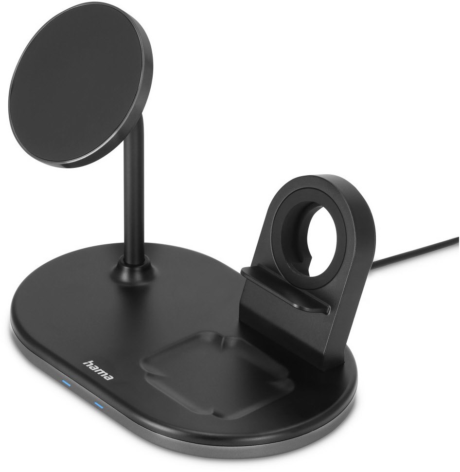 3in1 Kabellose Ladestat. MagCharge für iPhone / AirPods / Watch schwarz 3in1 Kabellose Ladestat. MagCharge für iPhone / AirPods / Watch schwarz von Hama