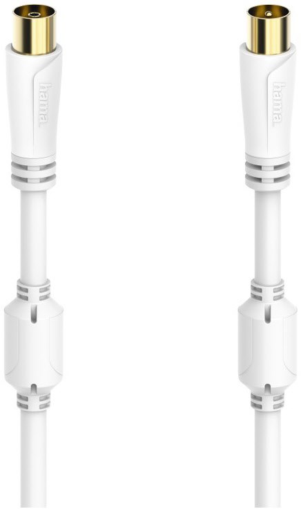 Antennen-Kabel 100 dB (7,5m) Koax-Stecker>Koax-Kupplung weiss von Hama