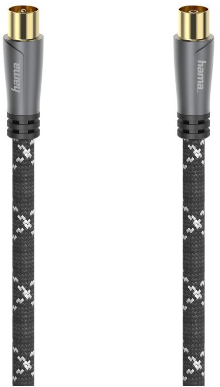 Antennen-Kabel 120 dB (10m) Koax-Stecker>Koax-Kupplung grau/schwarz von Hama